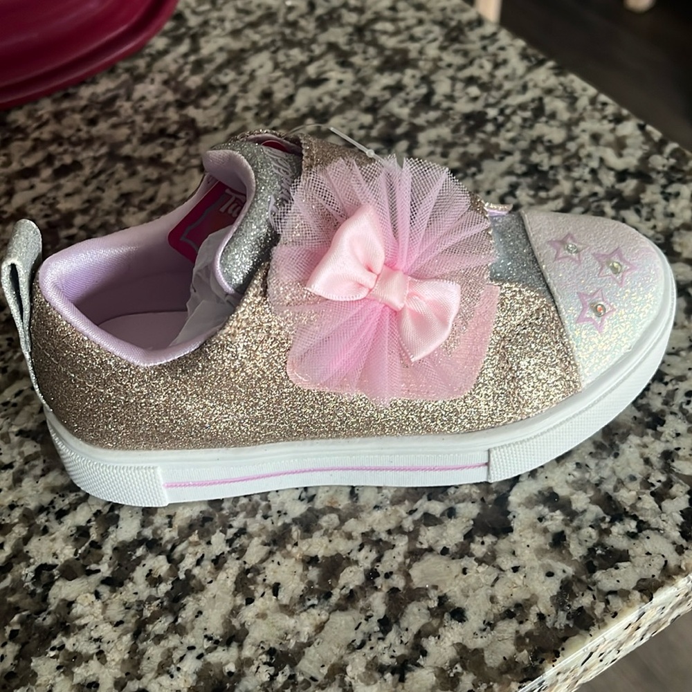 Skechers Toddler Girl's Twinkle Toes Slip-on Sneakers Size 10 Glitter Light Up